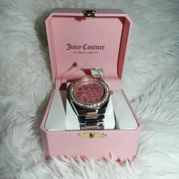 Juicy Couture Logo crystal womens watch Pink  🆕SHIP FAST🆕📦🏃🏻💨🚚 - Picture 2 of 14